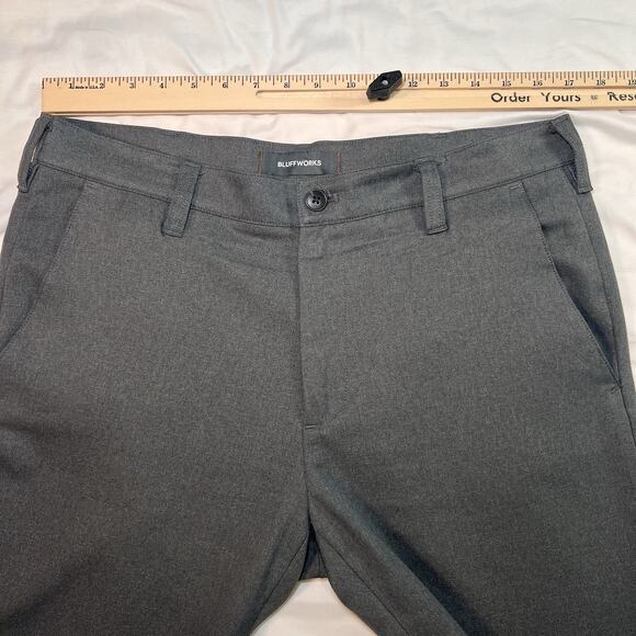 Bluffworks Gramercy Pants Men’s Size 34x30 Gray Regular Fit Flat Front Straight - Picture 8 of 15